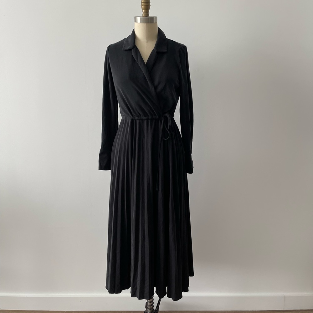 Massimo Dutti Pleated Waist Tie Dress